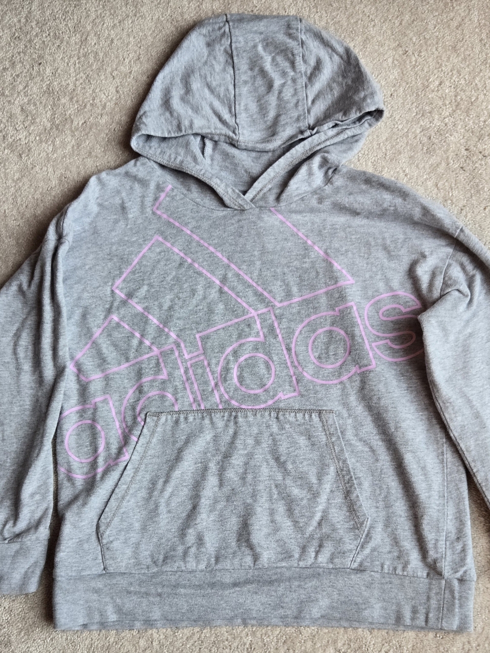adidas Gray Hoodie with Pink Logo
